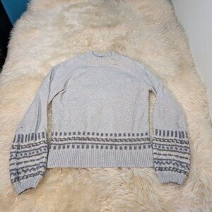 Smartwool Light Grey Patterned Wool Blend Crewneck Sweater Women Size Medium